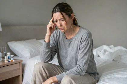 Femme adulte souffrant de fatigue et de maux de tête, symptômes méconnus de la maladie de Lyme